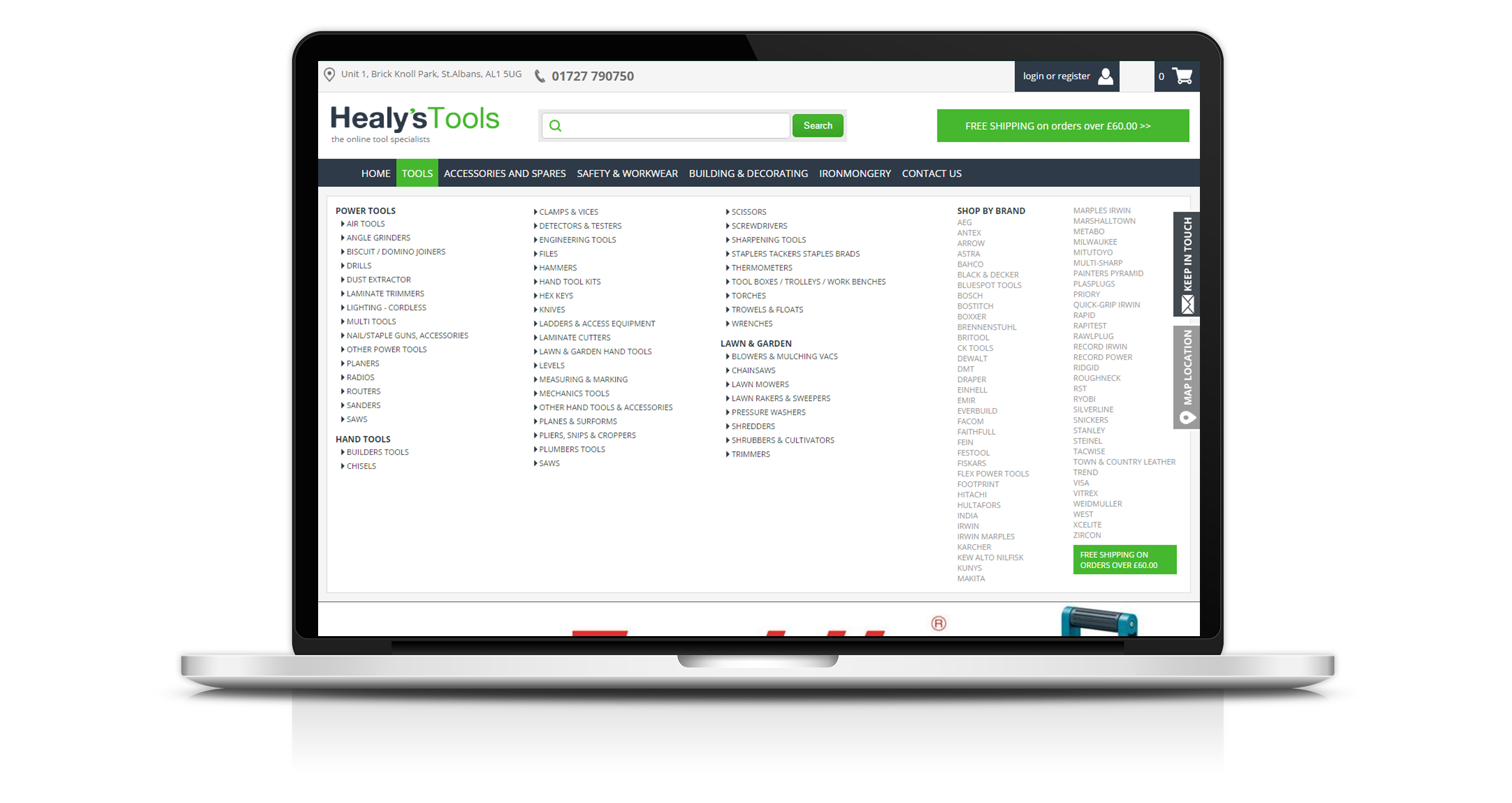 screenshot of Healys Tools website