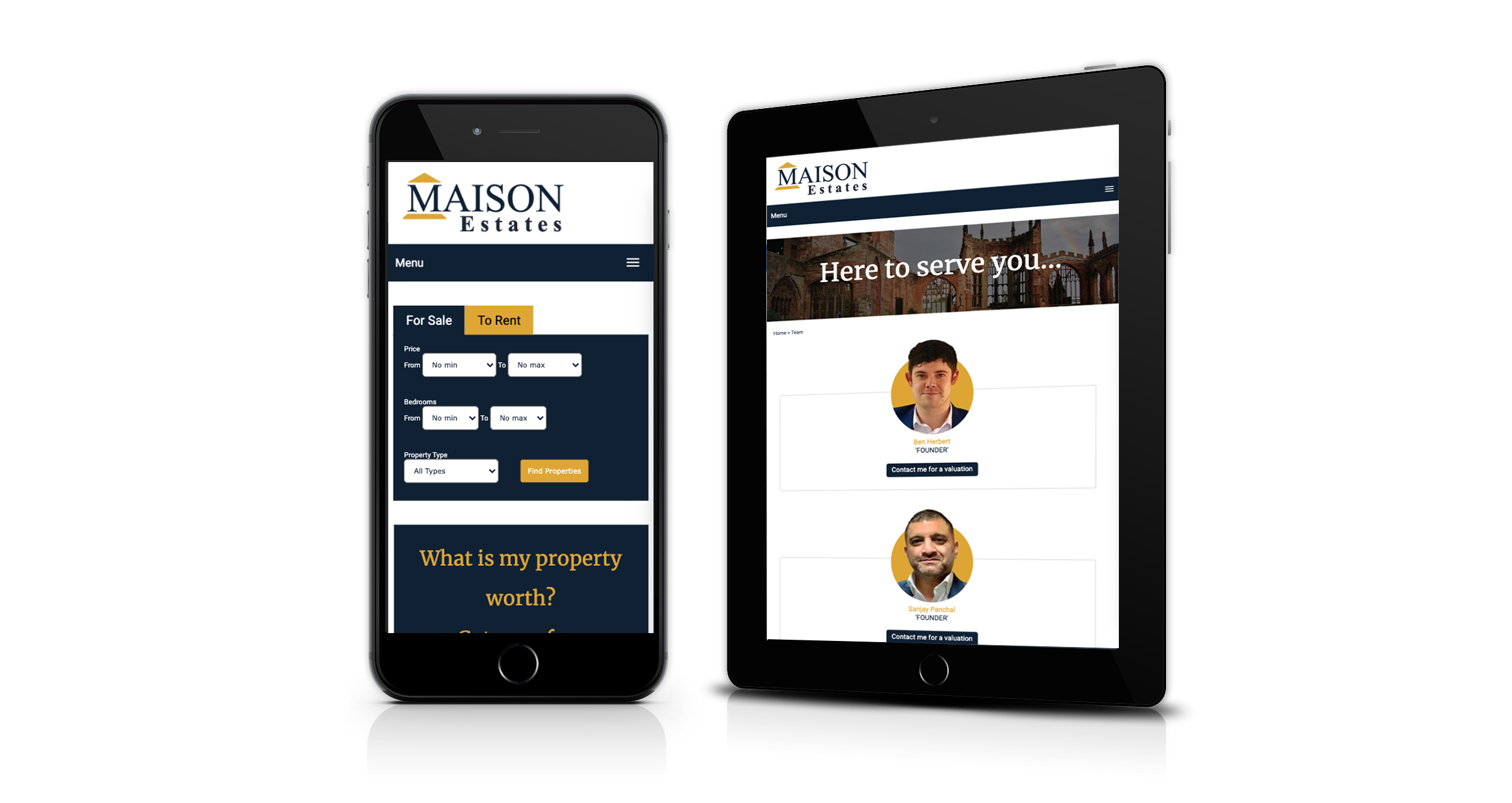 screenshot of Maison Estates website