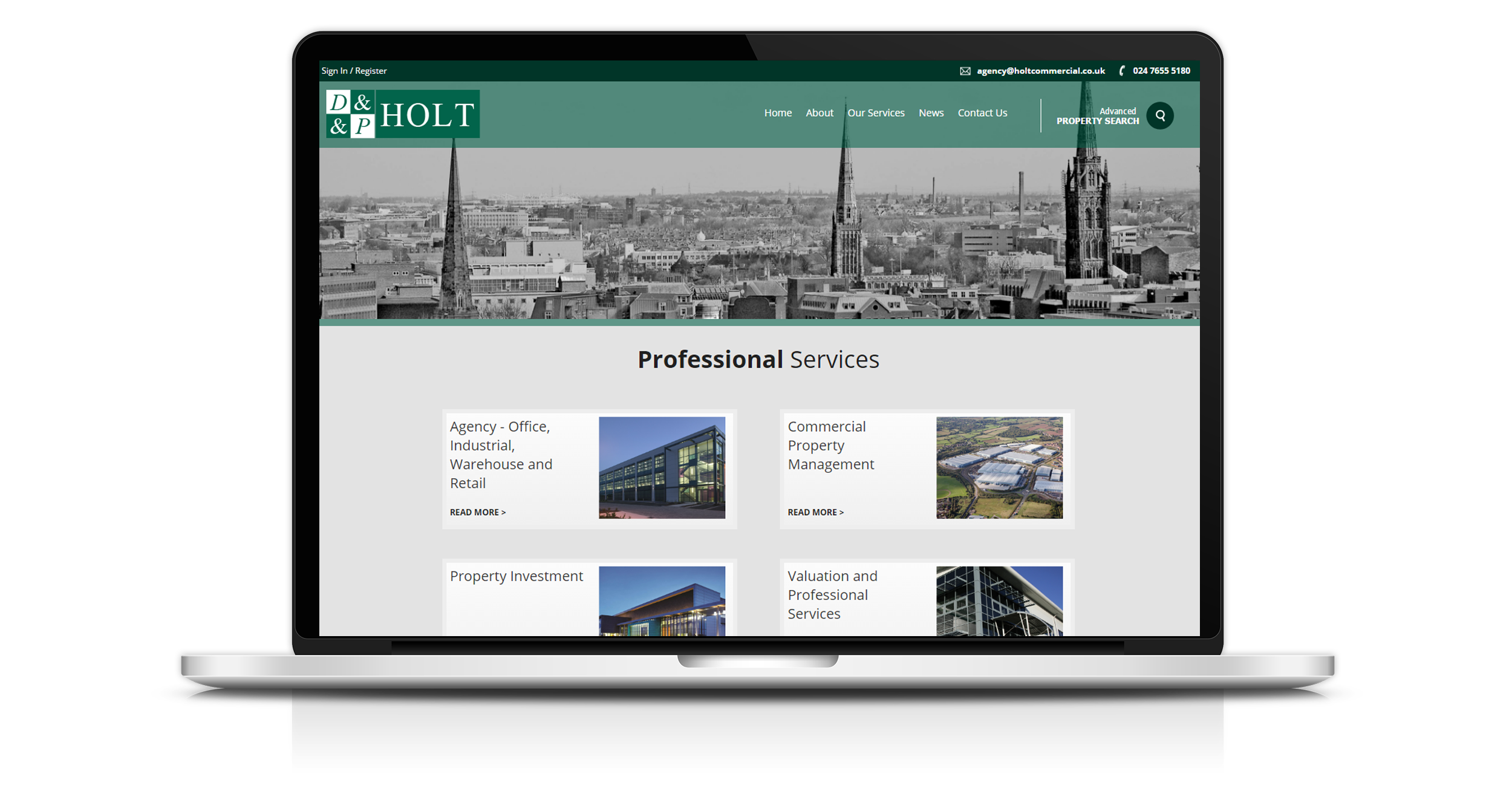 screenshot of DP Holt website