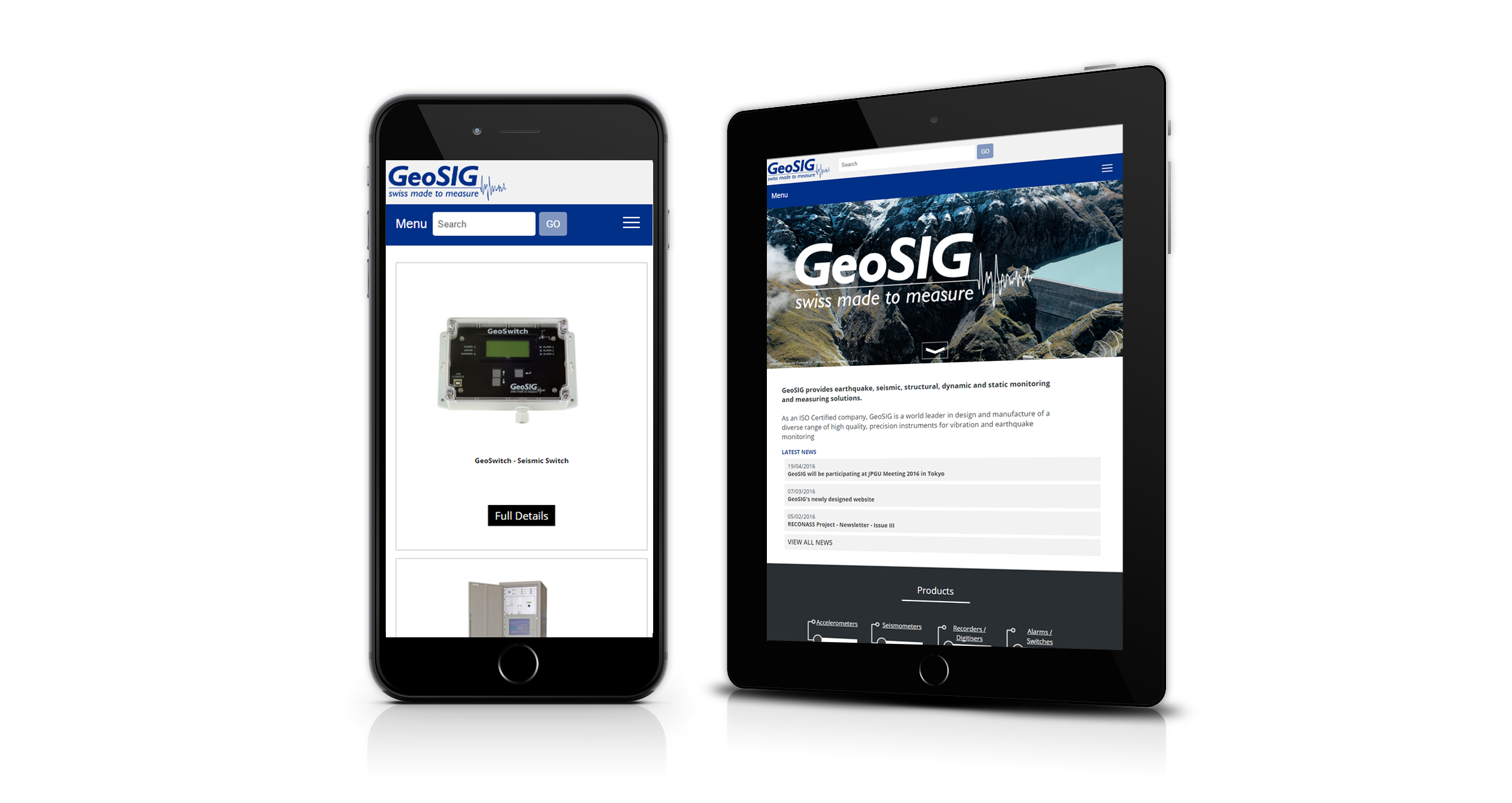 screenshot of Geosig website