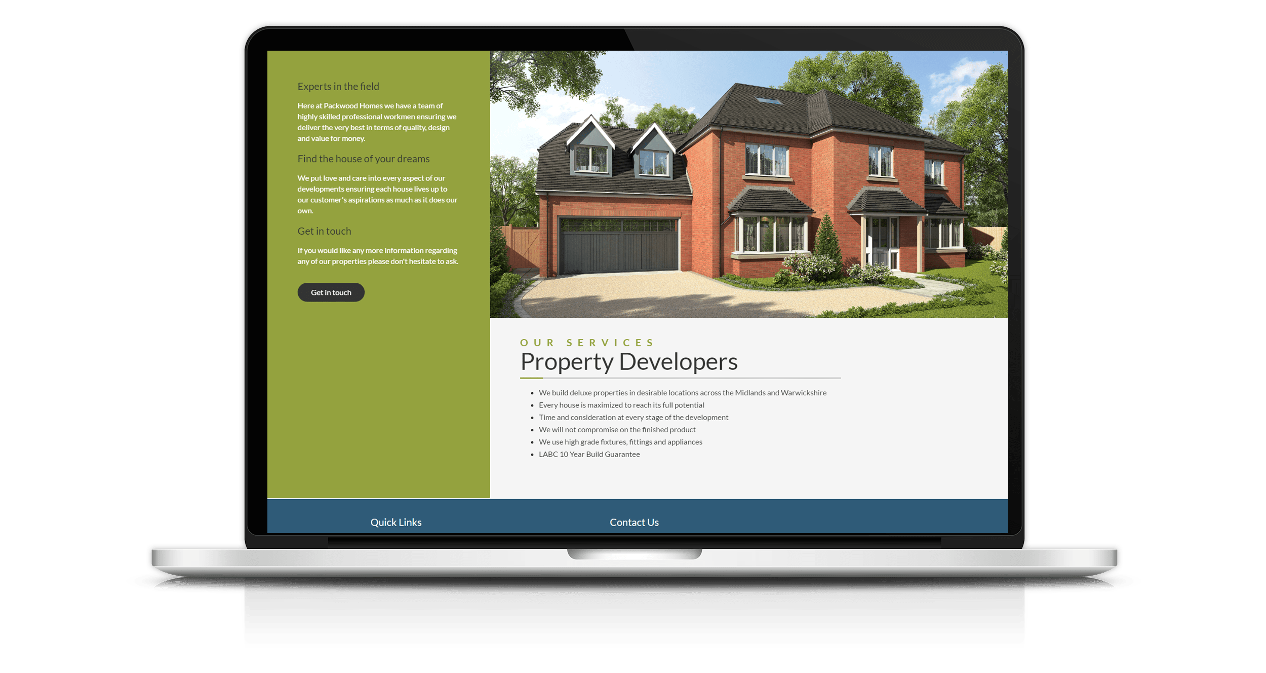 screenshot of Packwood Homes website