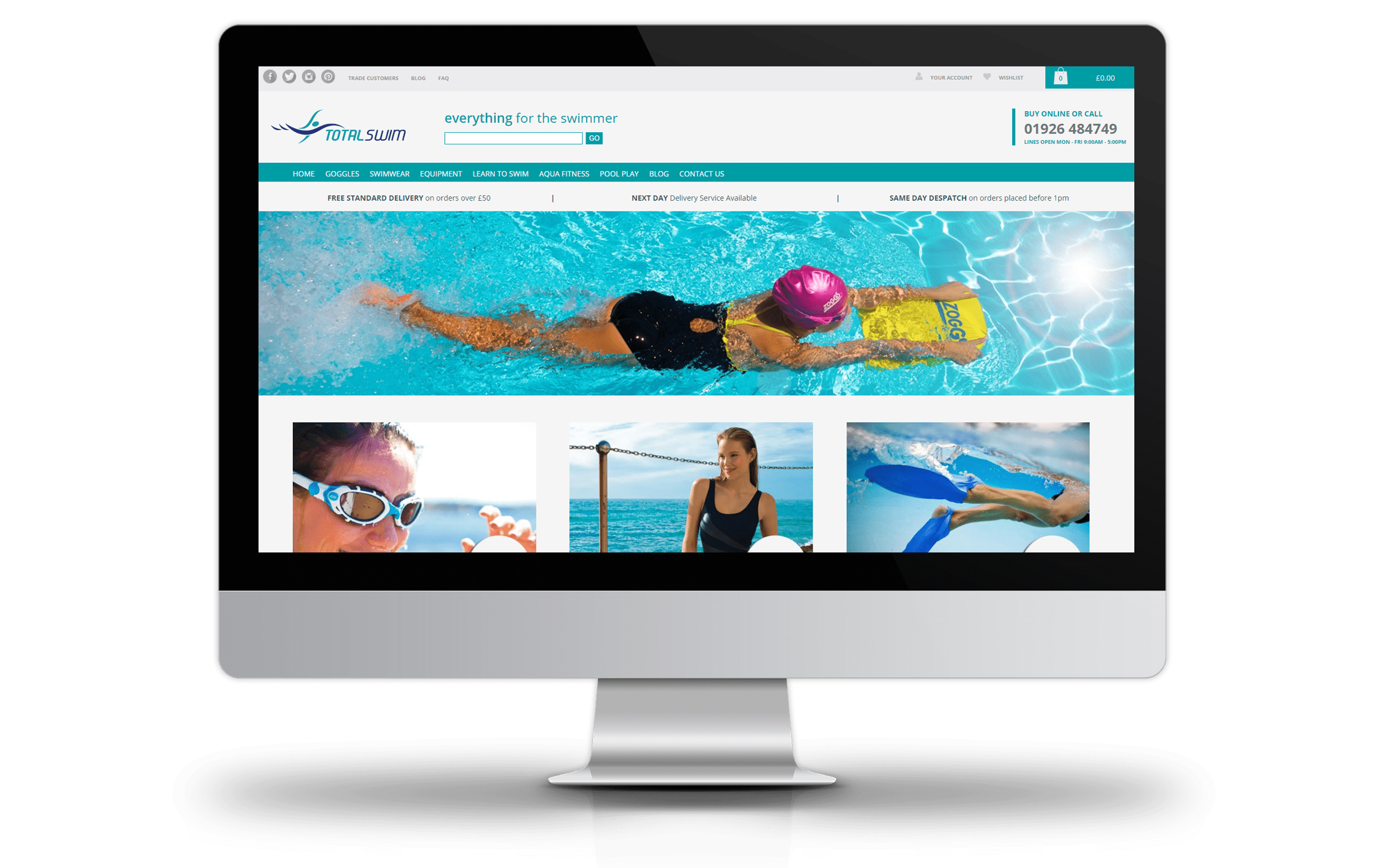 screenshot of Total Swim website