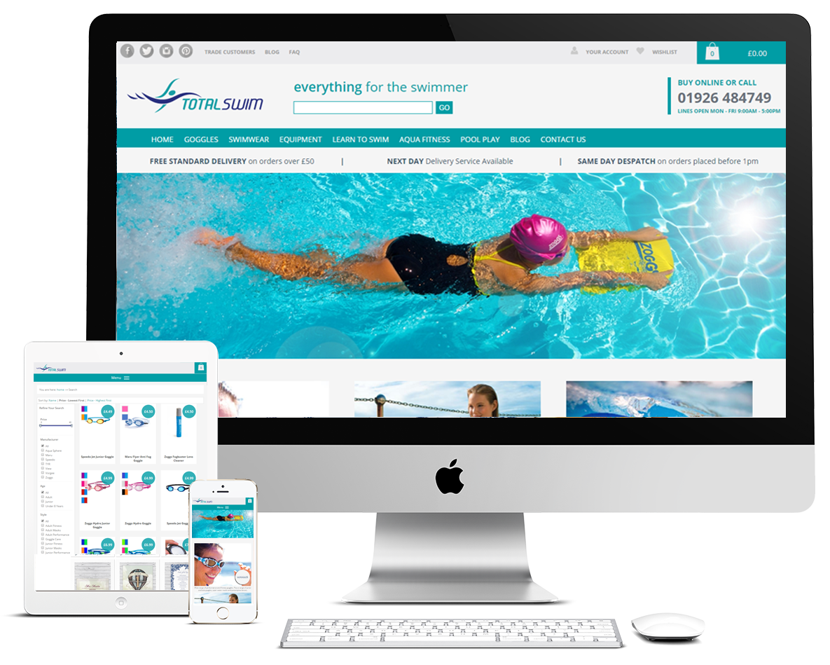 screenshot of Total Swim website